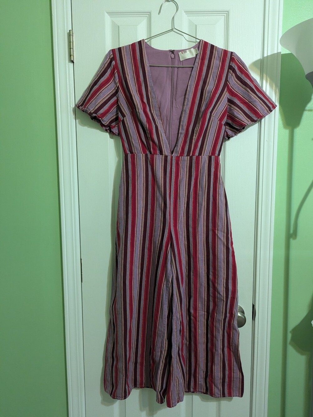 TJD Plunge Striped Jumpsuit